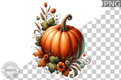 Pumpkin Flowers Sublimation - Clipart PNG Design Product Image 1