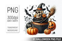 Spooky Cute Halloween Cupcakes Clipart PNG Bundle Product Image 5