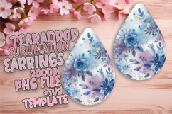Unique Teardrop Earrings Sublimation Artwork , Watercolor Pa Product Image 1