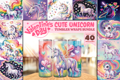 Valentine’s Day Cute Unicorn Tumbler Wrap PNG Big Bundle Product Image 1
