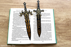 Sword bookmark svg template, fantasy paper bookmark Product Image 4