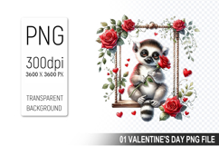 Valentine&#039;s Lemur Cub Clipart PNG, Digital Download File Product Image 1