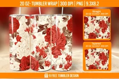 Valentine Rose Tumbler Wrap Designs, Sublimation Wrap Product Image 1