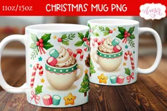 Hot cocoa mug PNG wrap, Cute Christmas coffee mug PNG Product Image 2