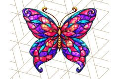 Stained Glass Hearts and Butterflies Clipart PNG Product Image 2