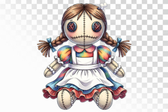 Braided Hair Stitched Doll Rainbow Halloween Voodoo PNG Product Image 1