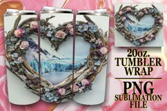 Rustic Reflections: Wooden Heart Sublimation Product Image 1