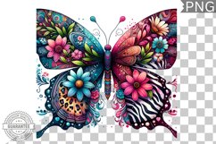 Vibrant Floral Butterfly Sublimation - Clipart PNG Design Product Image 1