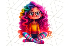 Cute Girl Clipart PNG, Playful Character Illustration Product Image 2