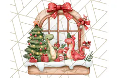 Christmas Dinosaur PNG Clipart, Cute Dino Holiday Art Png Product Image 2