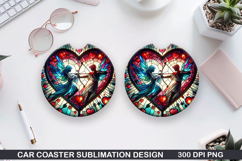Cupid&#039;s Love Car Coaster Sublimation| Valentine Coaster PNG Product Image 1