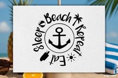 Eat Sleep Beach Repeat SVG Engraved | Beach Quotes SVG Product Image 2