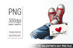 Watercolor Valentine Heart Character Clipart PNG Bundle Product Image 9