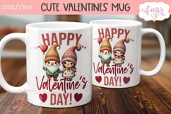 Happy Valentine's day mug wrap PNG, Valentines gnome png Product Image 3