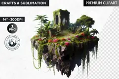 Floating Island Ecosystem Clipart - fantasy PNG sublimation Product Image 1