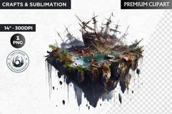 Floating Island Ecosystem Clipart - fantasy PNG sublimation Product Image 1