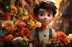 3D Character Child Boy Florist with relevant environment Product Image 1