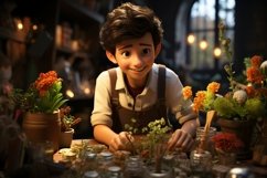 3D Character Child Boy Florist with relevant environment Product Image 1