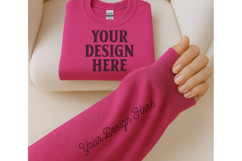 Gildan 18000 Heliconia Sleeve Sweatshirt Mockup Product Image 1