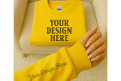 Gildan 18000 Yellow Sleeve Sweatshirt Mockup Product Image 1