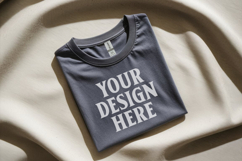 Gildan 64000 Black Folded T-Shirt Mockup | Flat Lay Unisex Product Image 1