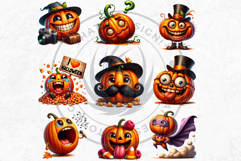 Goofy Halloween Pumpkins PNG, Funny Jack O Lantern Clipart Product Image 5