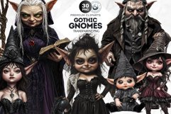 Gothic Gnome Clipart Set, Goth Gnome Clipart, Gnomes png Product Image 1