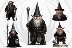 Gothic Gnome Clipart Set, Goth Gnome Clipart, Gnomes png Product Image 4