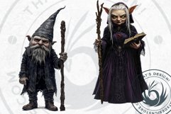 Gothic Gnome Clipart Set, Goth Gnome Clipart, Gnomes png Product Image 5