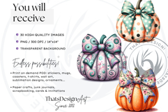 Groovy Pastel Coquette Pumpkins with bows Set, Boho autumn Product Image 2