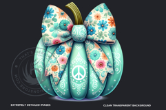 Groovy Pastel Coquette Pumpkins with bows Set, Boho autumn Product Image 3