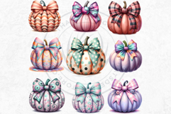 Groovy Pastel Coquette Pumpkins with bows Set, Boho autumn Product Image 6