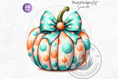 Groovy Pastel Coquette Pumpkins with bows Set, Boho autumn Product Image 8