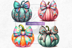 Groovy Pastel Coquette Pumpkins with bows Set, Boho autumn Product Image 9