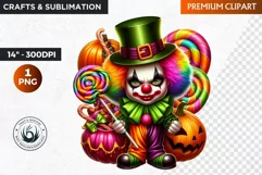 Halloween clipart, clown clipart, kids Halloween, pumpkin Product Image 1