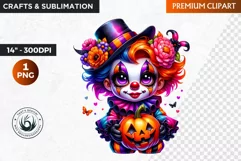 Halloween clipart, Clown clipart, kids Halloween,Pumpkin PNG Product Image 1