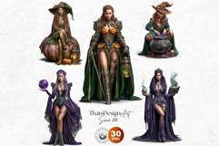 Halloween Elves Clipart PNG Set, Fantasy Witchy Elf clipart Product Image 10