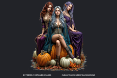 Halloween Elves Clipart PNG Set, Fantasy Witchy Elf clipart Product Image 3