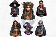 Halloween Elves Clipart PNG Set, Fantasy Witchy Elf clipart Product Image 5