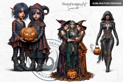 Halloween Elves Clipart PNG Set, Fantasy Witchy Elf clipart Product Image 6