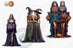 Halloween Elves Clipart PNG Set, Fantasy Witchy Elf clipart Product Image 7
