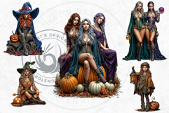 Halloween Elves Clipart PNG Set, Fantasy Witchy Elf clipart Product Image 8