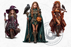 Halloween Elves Clipart PNG Set, Fantasy Witchy Elf clipart Product Image 9