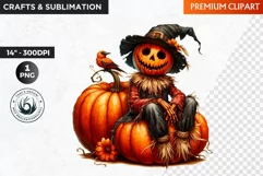 Scarecrow Clipart, Autumn clipart,Halloween Clipart, Pumpkin Product Image 1