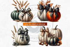 Harvest Coquette chic Pumpkins with bows Set, Boho autumn Product Image 4
