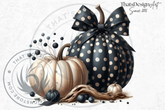 Harvest Coquette chic Pumpkins with bows Set, Boho autumn Product Image 5
