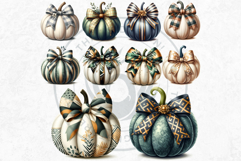 Harvest Coquette chic Pumpkins with bows Set, Boho autumn Product Image 6