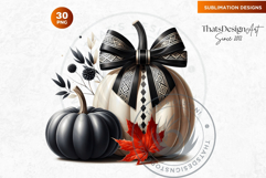 Harvest Coquette chic Pumpkins with bows Set, Boho autumn Product Image 9