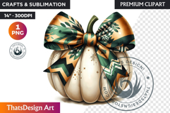 Harvest Coquette chic Pumpkin with bow, Boho autumn clipart Product Image 1