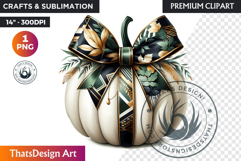 Harvest Coquette chic Pumpkin with bow, Boho autumn clipart Product Image 1